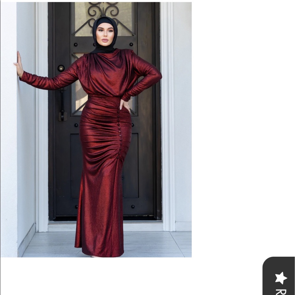 Burgundy metallic dress/ long sleeve/ size 8